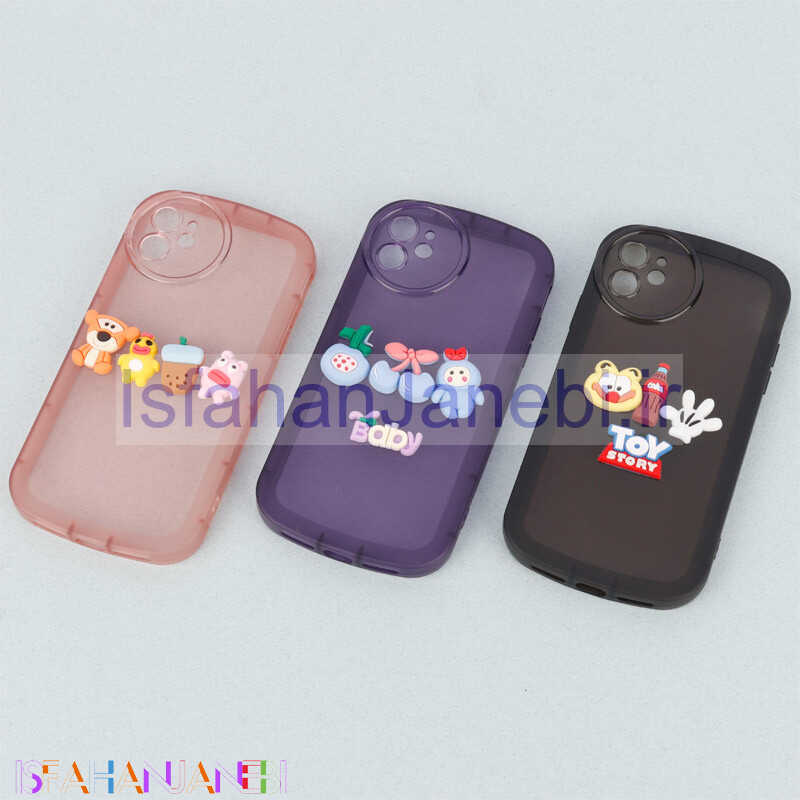 اصفهان جانبی-قاب متال ژله ای عروسک برجسته محافظ لنزدار iPhone 11