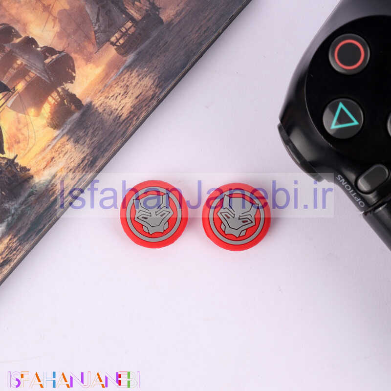 اصفهان جانبی-روکش آنالوگ دسته بازی Play Station/XBOX طرح Black Panther قرمز طوسی