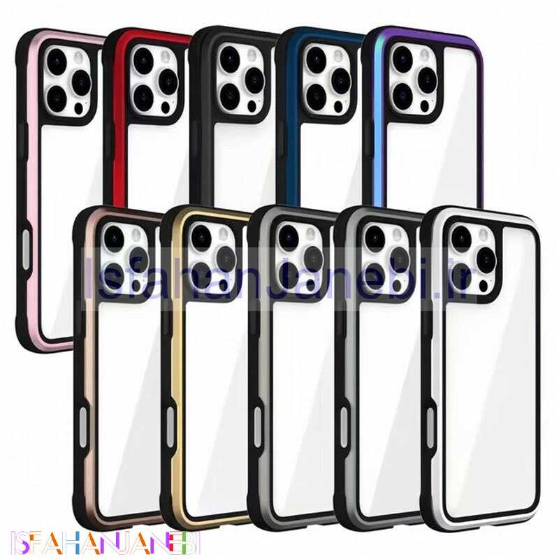 اصفهان جانبی-قاب ضد ضربه Kzdoo Ares آیفون iPhone 16 Pro Max پشت شفاف