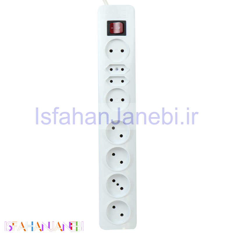اصفهان جانبی-چند راهی 8 خانه بدون ارت فردان الکتریک با کابل 1٫5 متری مدل 31902