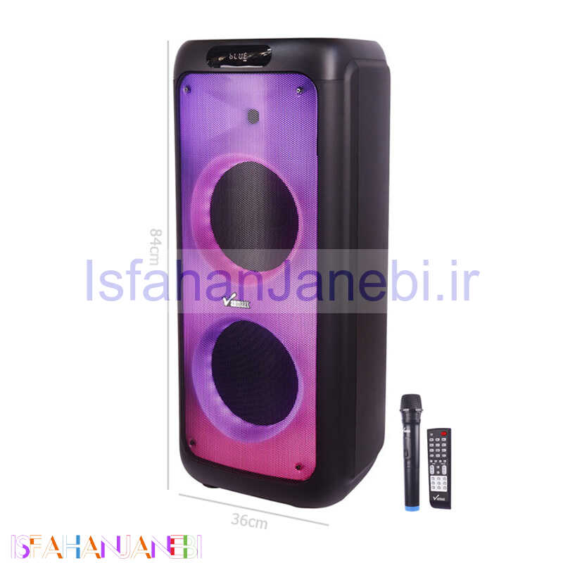 اصفهان جانبی-اسپیکر چمدانی بلوتوثی رم و فلش خور Vanmaax MAX-1300 + میکروفون و ریموت کنترل