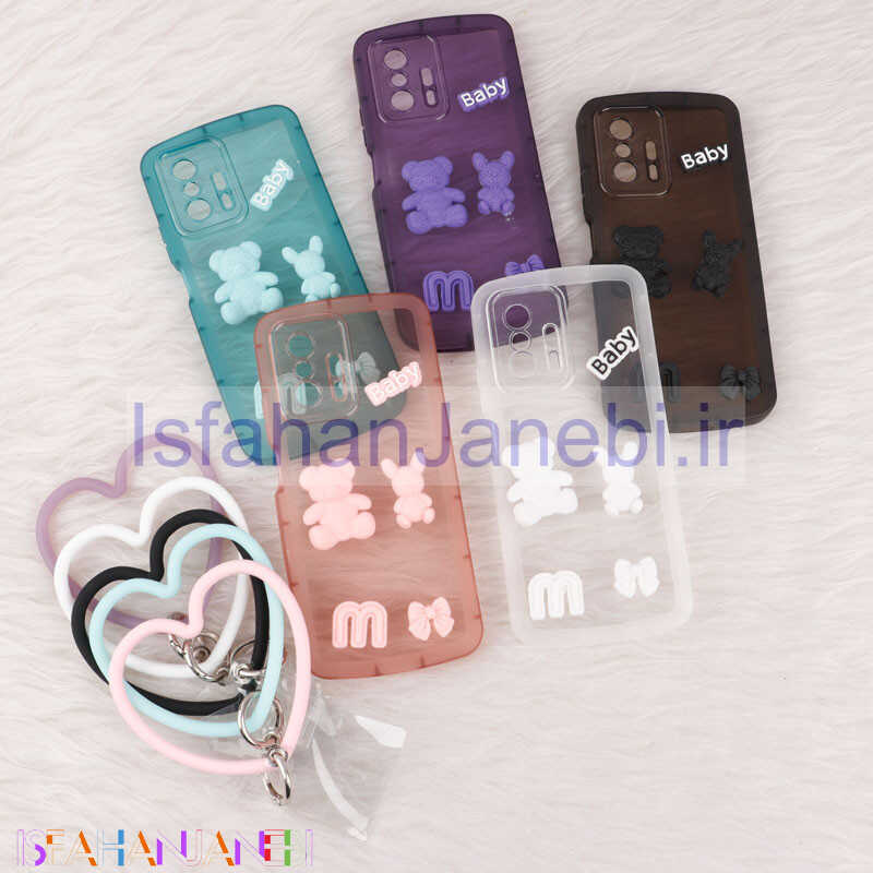 اصفهان جانبی-قاب برجسته عروسکی محافظ لنزدار + آویز قلبی Xiaomi 11T / 11T Pro