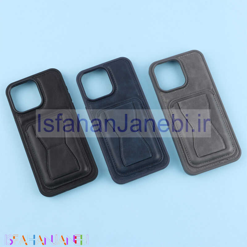 اصفهان جانبی-قاب PC چرمی جاکارتی هولدردار iPhone 15 Pro Max