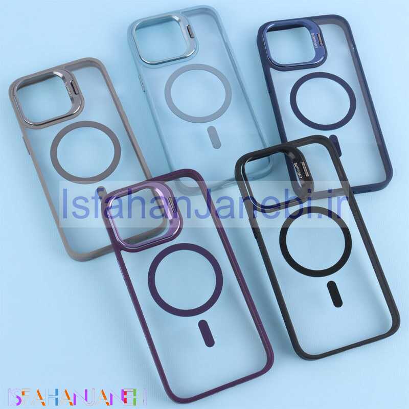 اصفهان جانبی-قاب PC مگ سیف استندشو با محافظ لنز رینگی آیفون iPhone 14 Pro Max