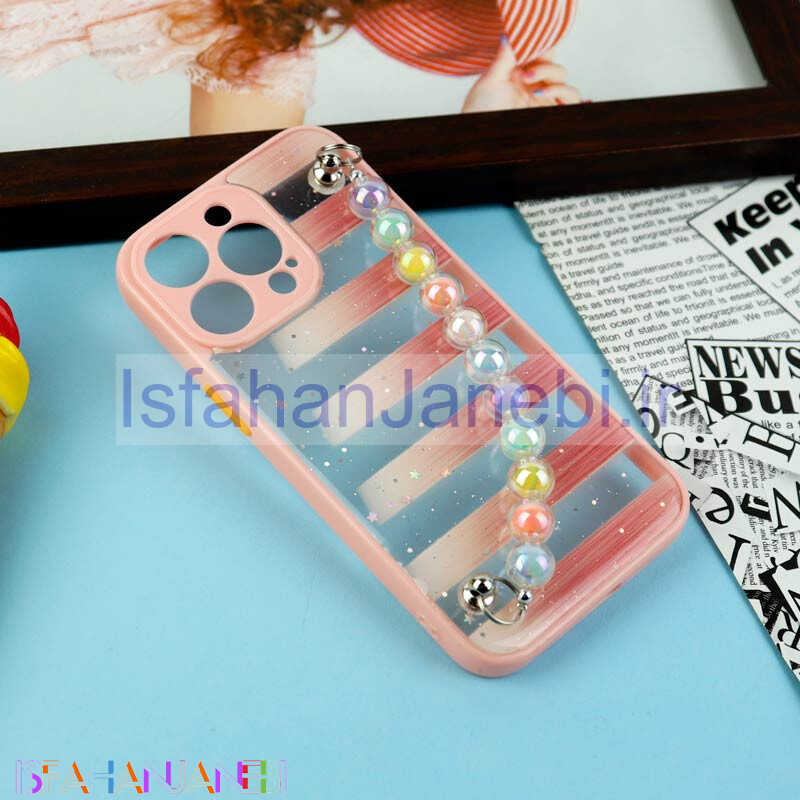 اصفهان جانبی-قاب فانتزی بند مرواریدی محافظ لنزدار iPhone 13 Pro