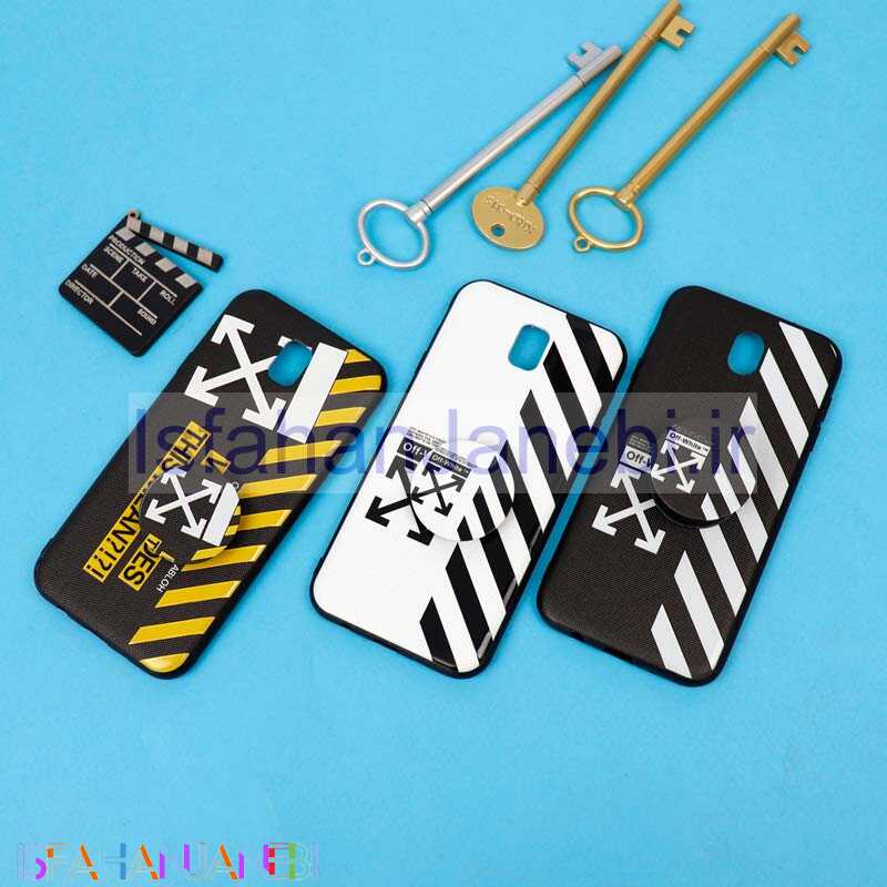 اصفهان جانبی-قاب فانتزی برجسته + پاپ سوکت طرح Off White سامسونگ J7 Pro سری D