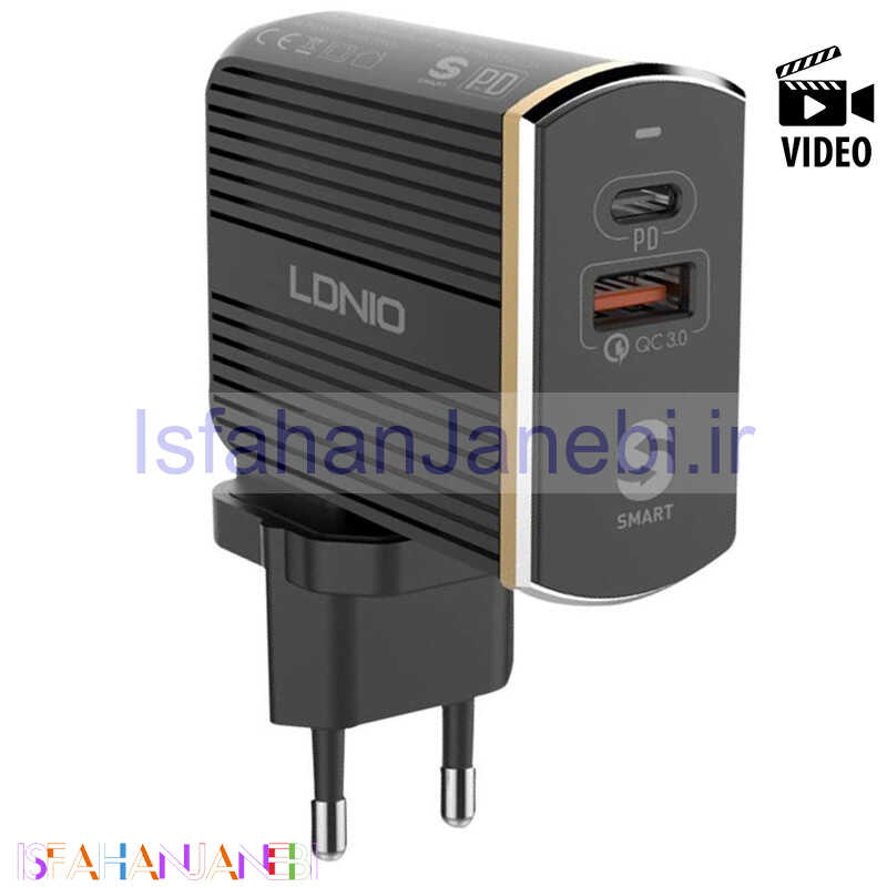اصفهان جانبی-شارژر دیواری فست شارژ LDNIO A2502C QC3 PD 36W+ کابل میکرو یو اس بی