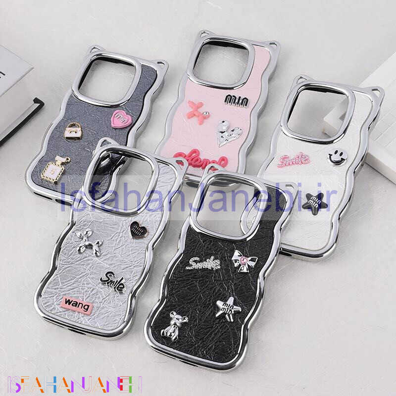 اصفهان جانبی-قاب چرمی موج دار شیائومی Redmi Note 14 برجسته گوش دار