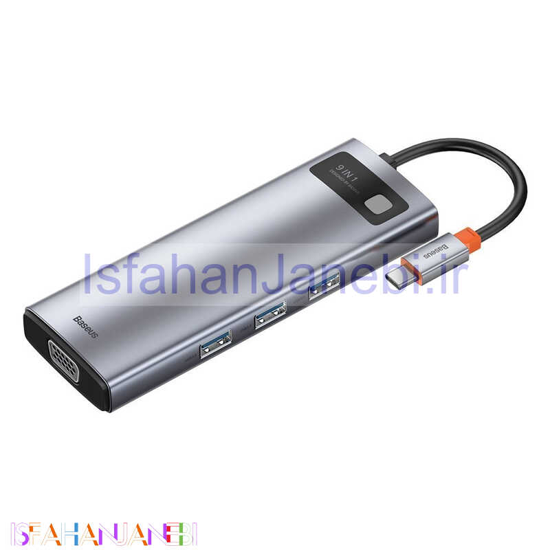 اصفهان جانبی-هاب 9 پورت Type-C باسئوس Metal Gleam Series CAHUB-CU0G