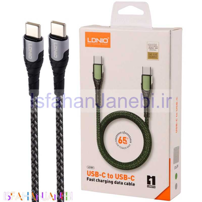 اصفهان جانبی-کابل تبدیل فست شارژ Ldnio LC101 Type-C To Type-C PD 65W 1m
