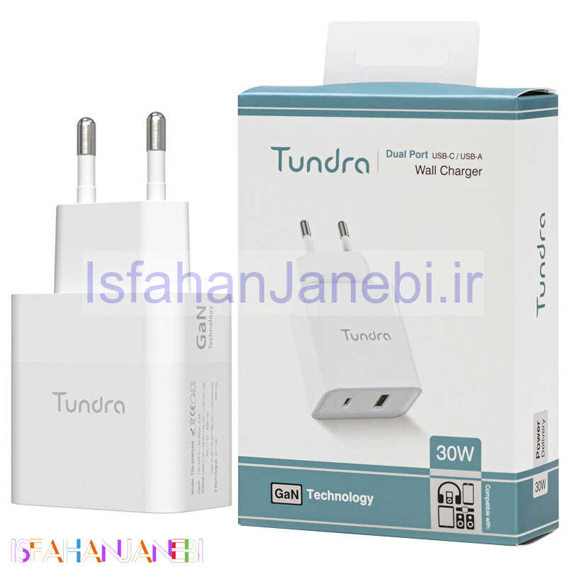 اصفهان جانبی-شارژر دیواری 30 وات تاندرا T20-30WGAN GaN QC PD 3A
