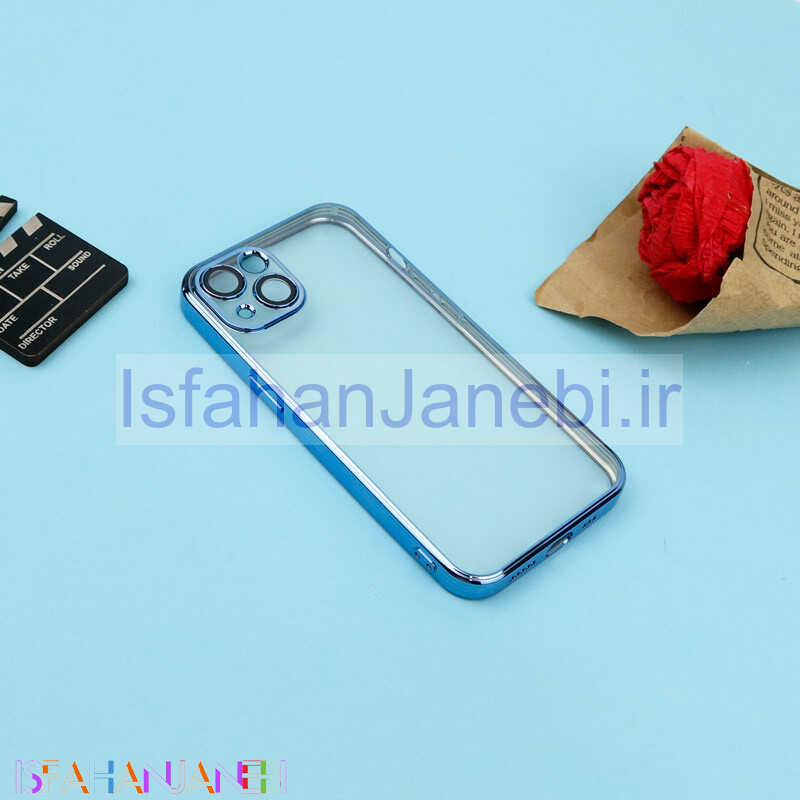 اصفهان جانبی-قاب ژله ای شفاف Q.Series محافظ لنزدار iPhone 13 آبی