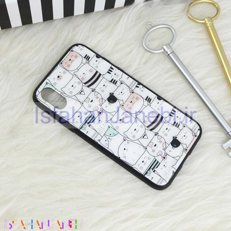 اصفهان جانبی-قاب پشت گلسی طرحدار گربه iPhone X/XS