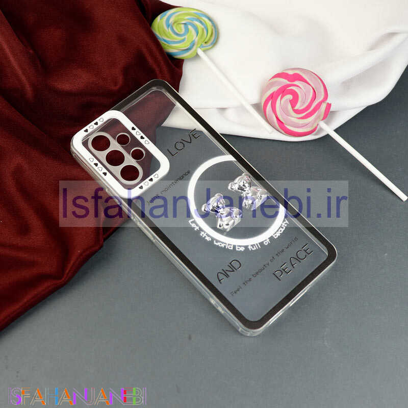اصفهان جانبی-قاب عروسکی خرس نقره ای محافظ لنزدار Samsung Galaxy A53 5G