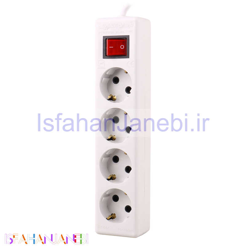 اصفهان جانبی-چند راهی 4 خانه برق ارت دار فرحان الکتریک FE444 با کابل 1٫8 متری