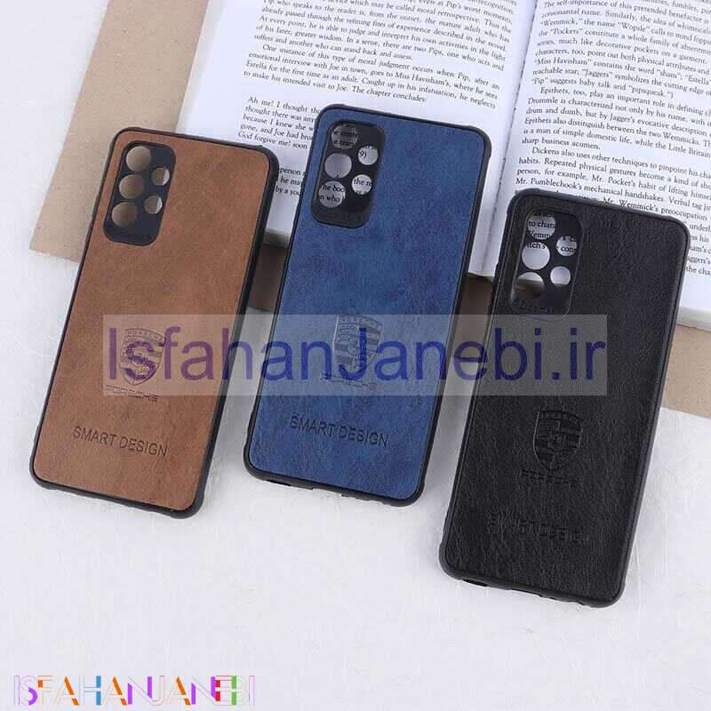 اصفهان جانبی-قاب چرمی Smart Design سامسونگ Galaxy A32 4G طرح Porsche محافظ لنزدار