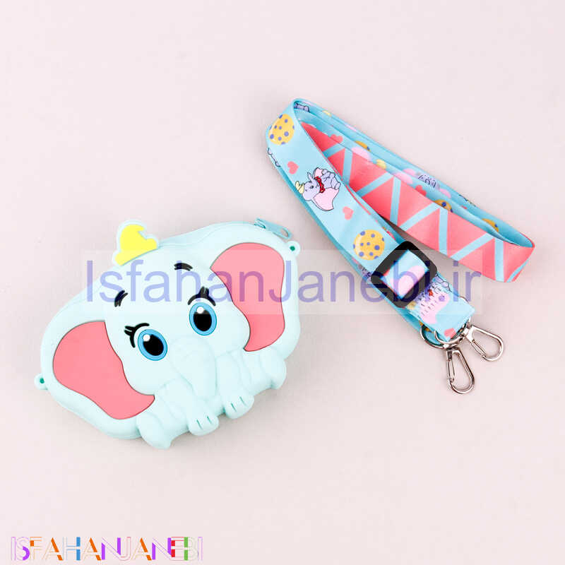 اصفهان جانبی-کیف هندزفری سیلیکونی بند دار فیل نشسته سبزآبی