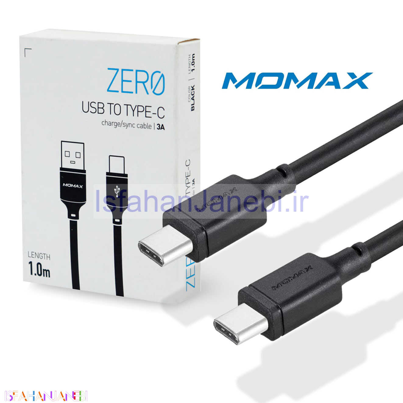 اصفهان جانبی-کابل تبدیل فست شارژ Momax Zero DC16 Type-C to Type-C 3A 1m