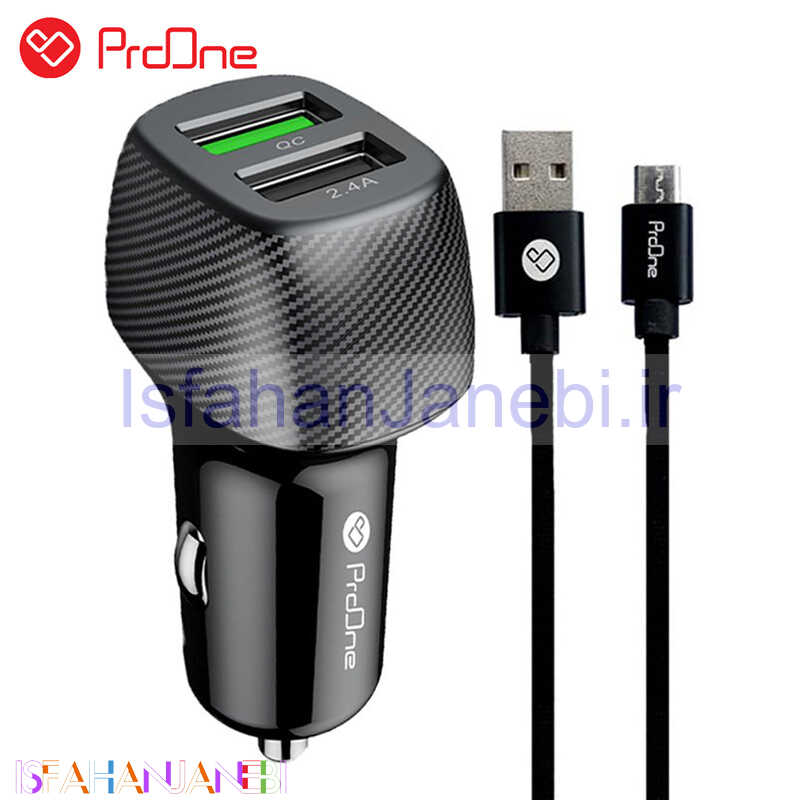 اصفهان جانبی-شارژر فندکی فست شارژ ProOne PCG11 PD QC3 + کابل میکرو یو اس بی