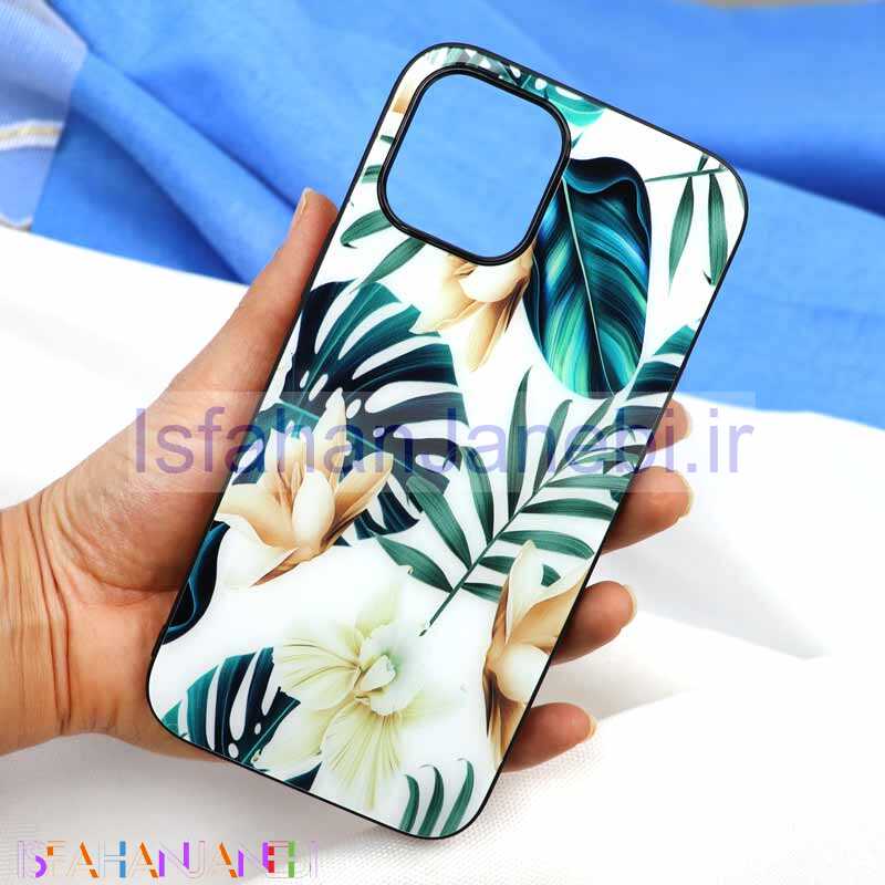 اصفهان جانبی-قاب پشت گلسی طرح برگ iPhone 12 Pro Max