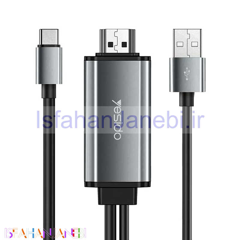 اصفهان جانبی-کابل تبدیل Yesido HM02 Type-C to HDMI 4k 1.8m