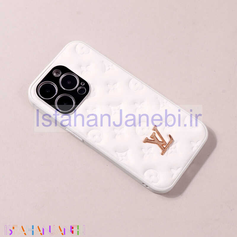 اصفهان جانبی-قاب پافر چرمی LV محافظ لنزدار iPhone 14 Pro