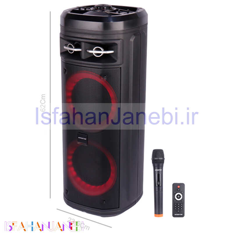 اصفهان جانبی-اسپیکر چمدانی بلوتوثی رم و فلش خور KingStar KBS455 + میکروفون و ریموت کنترل