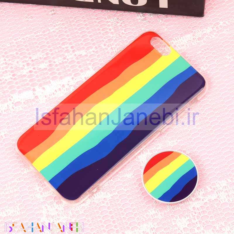 اصفهان جانبی-قاب سوپر IMD دور شفاف پاپ سوکت دار iPhone 6/6s رنگین کمانی