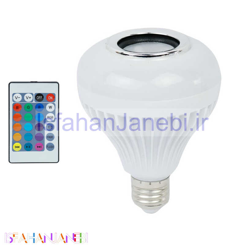 اصفهان جانبی-لامپ LED اسپیکر دار بلوتوثی LED Music Bulb 12W E27 + ریموت کنترل