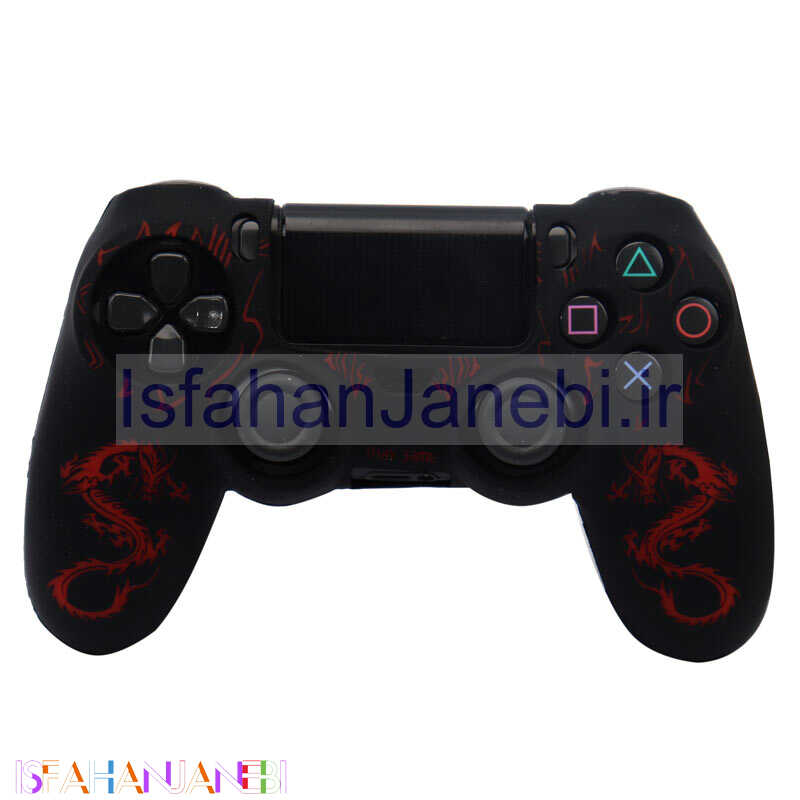 اصفهان جانبی-روکش دسته بازی PS4 طرح اژدها مشکی قرمز + روکش آنالوگ هدیه