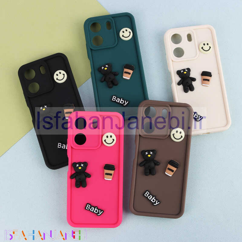 اصفهان جانبی-قاب سیلیکونی Fashion Case عروسک برجسته ریز محافظ لنزدار Xiaomi Redmi 13C / Poco C65