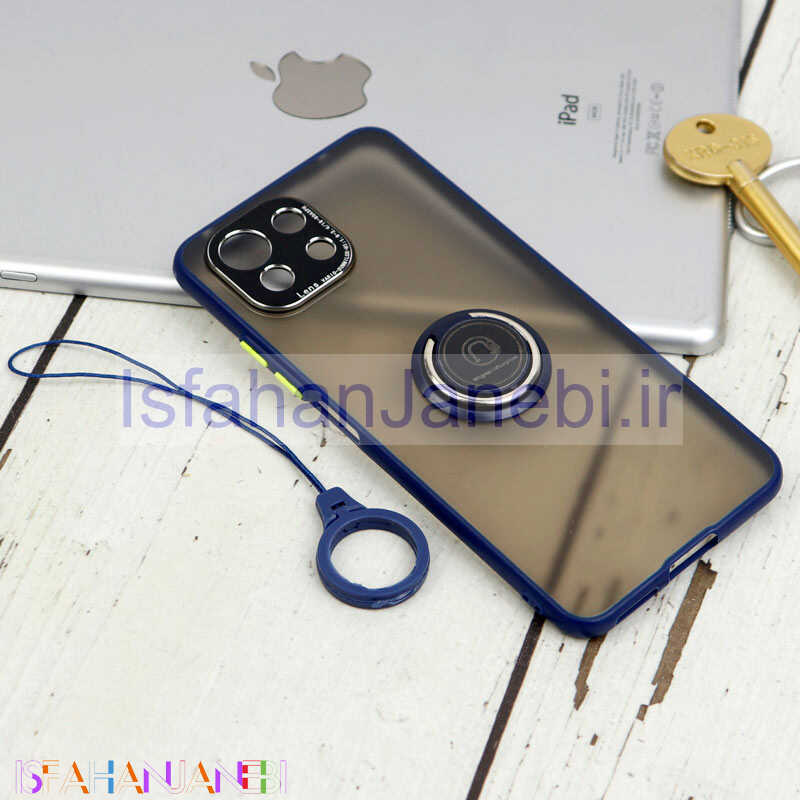 اصفهان جانبی-قاب مات محافظ لنزدار فلزی + هولدر و آویز حلقه ای Xiaomi Mi 11 Lite