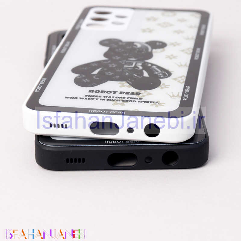 اصفهان جانبی-قاب پشت گلسی Robot Bear محافظ لنزدار Samsung Galaxy A32 5G