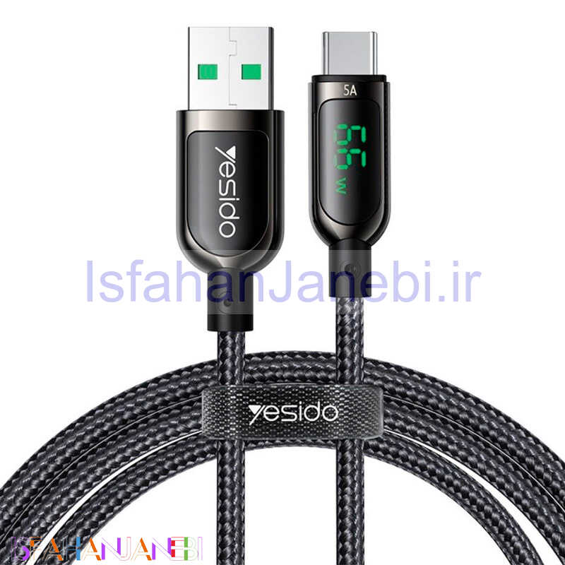 اصفهان جانبی-کابل تایپ سی فست شارژ Yesido CA85 5A PD 60W 1.2m