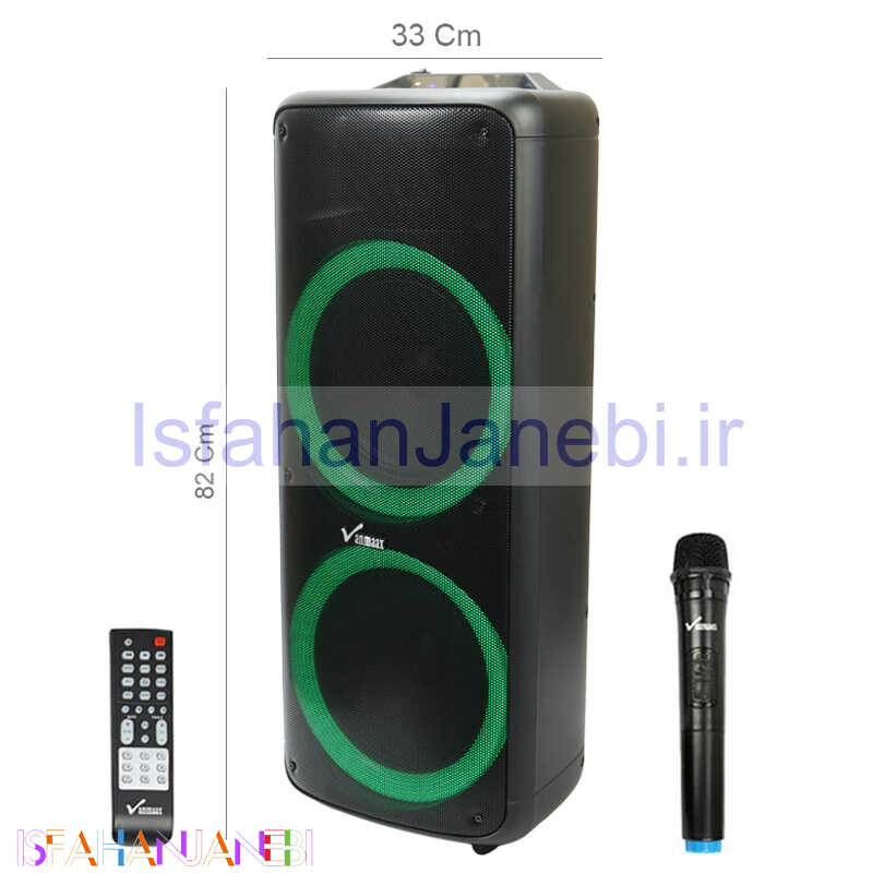اصفهان جانبی-اسپیکر چمدانی بلوتوثی رم و فلش خور Vanmaax MAX-850 + میکروفون و ریموت کنترل