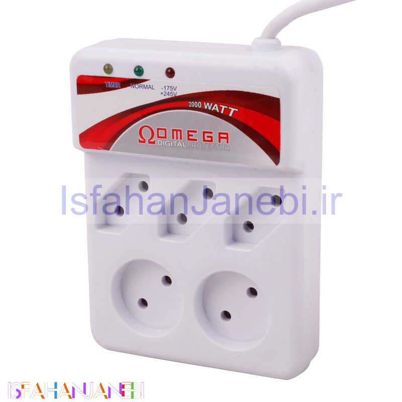 اصفهان جانبی-محافظ برق تلویزیون و یخچال فریزر 5 خانه امگا با کابل 3 متری