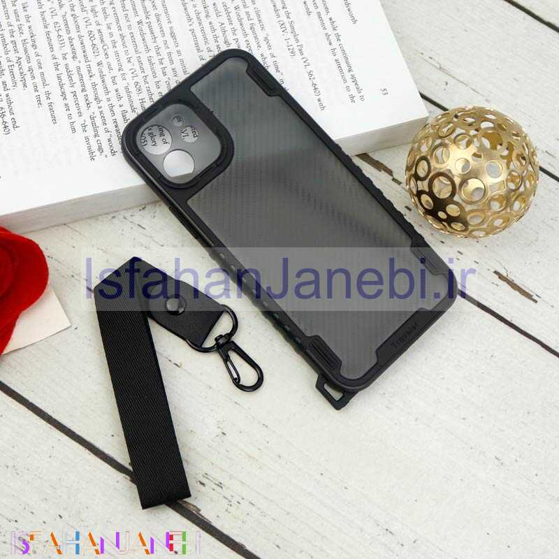 اصفهان جانبی-قاب PC Carbon محافظ لنز دار + بند آویز iPhone 12