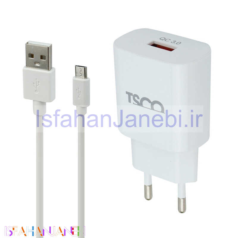 اصفهان جانبی-شارژر دیواری فست شارژ TSCO TTC 61 QC3 PD 3.6A + کابل میکرو یو اس بی