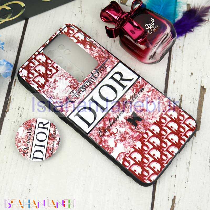 اصفهان جانبی-قاب طرحدار محافظ لنزدار کشویی + پاپ سوکت طرح Dior قرمز شیائومی Redmi Note 8 Pro سری C