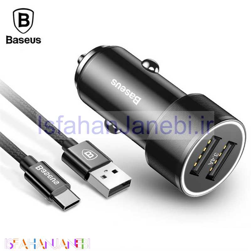 اصفهان جانبی-شارژر فندکی Baseus TZXLD-B01 3.4A + کابل Type-C