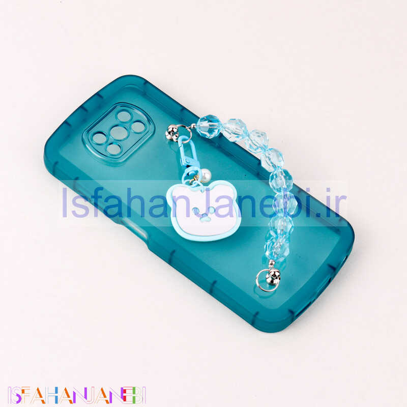 اصفهان جانبی-قاب فانتزی محافظ لنزدار + بند آویز سنگی Xiaomi Poco X3 سبز