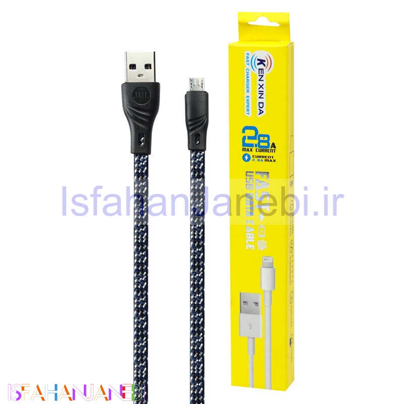 اصفهان جانبی-کابل فلت میکرو یو اس بی فست شارژ Ken Xin Da 2.8A 30cm