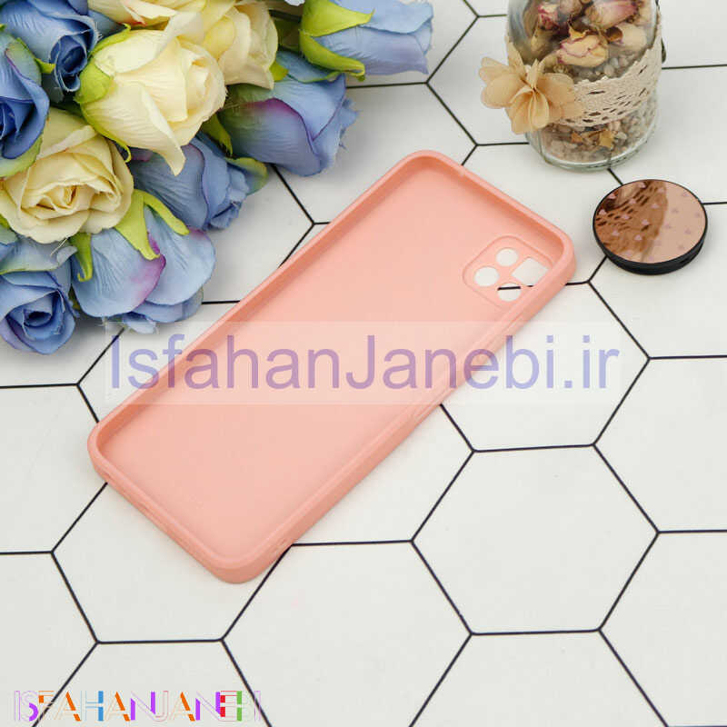 اصفهان جانبی-قاب محافظ لنزدار آینه ای + پاپ سوکت طرح قلب صورتی Samsung Galaxy A22 5G