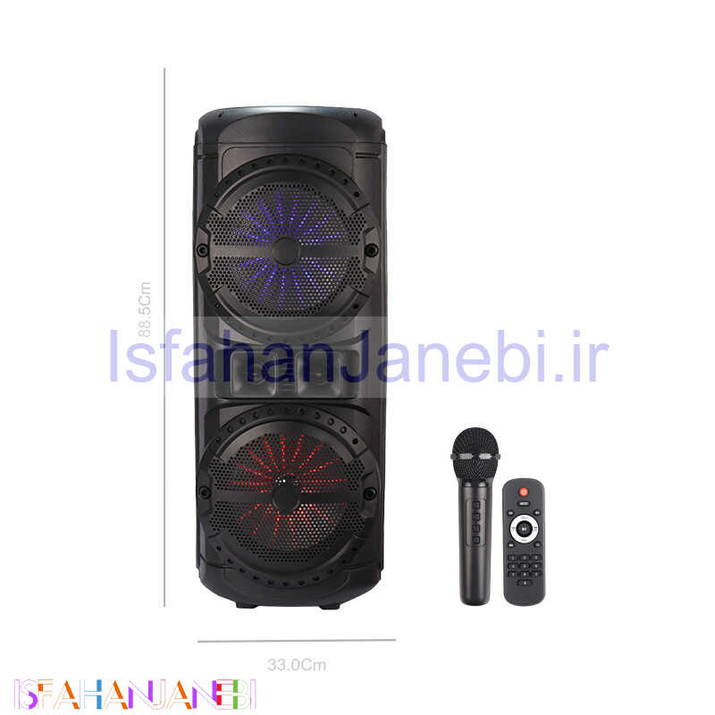 اصفهان جانبی-اسپیکر چمدانی بلوتوثی رم و فلش خور Sing-E ZQS12201 + میکروفون و ریموت کنترل