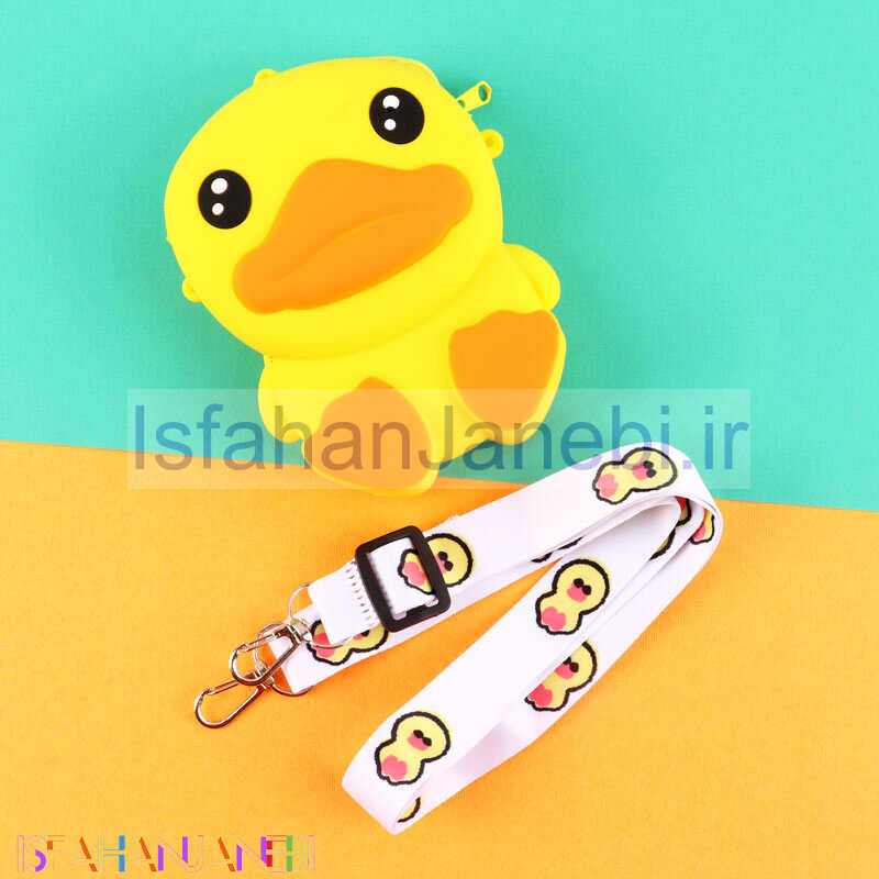 اصفهان جانبی-کیف هندزفری سیلیکونی بنددار اردک نشسته زرد