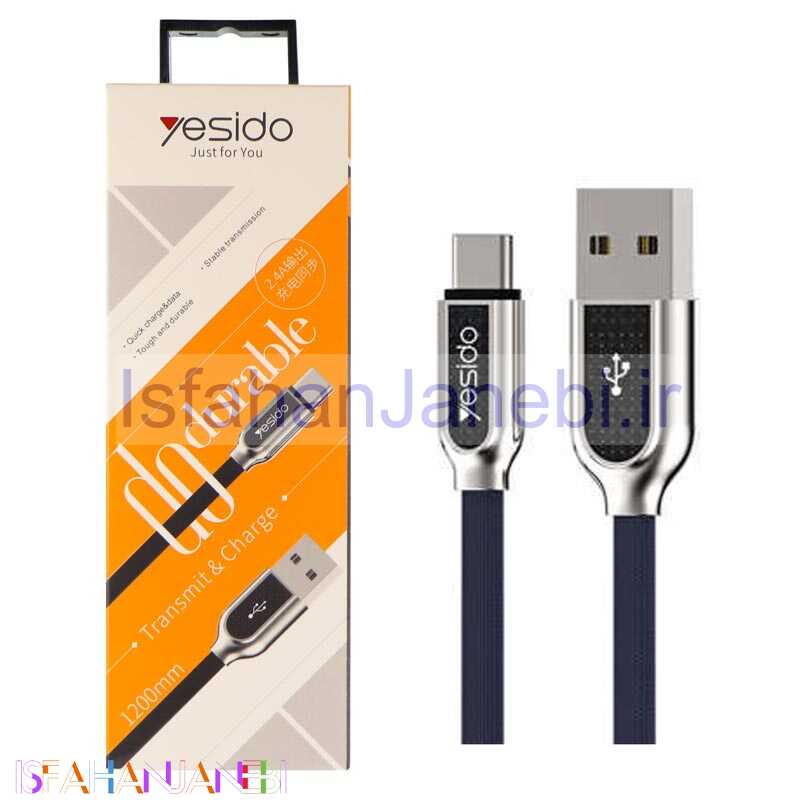 اصفهان جانبی-کابل Yesido CA-15 2.4A Type-C 1.2m روکش دار