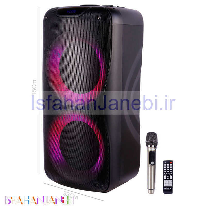 اصفهان جانبی-اسپیکر چمدانی بلوتوثی رم و فلش خور Hiska Party Box 1009 + میکروفون و ریموت کنترل