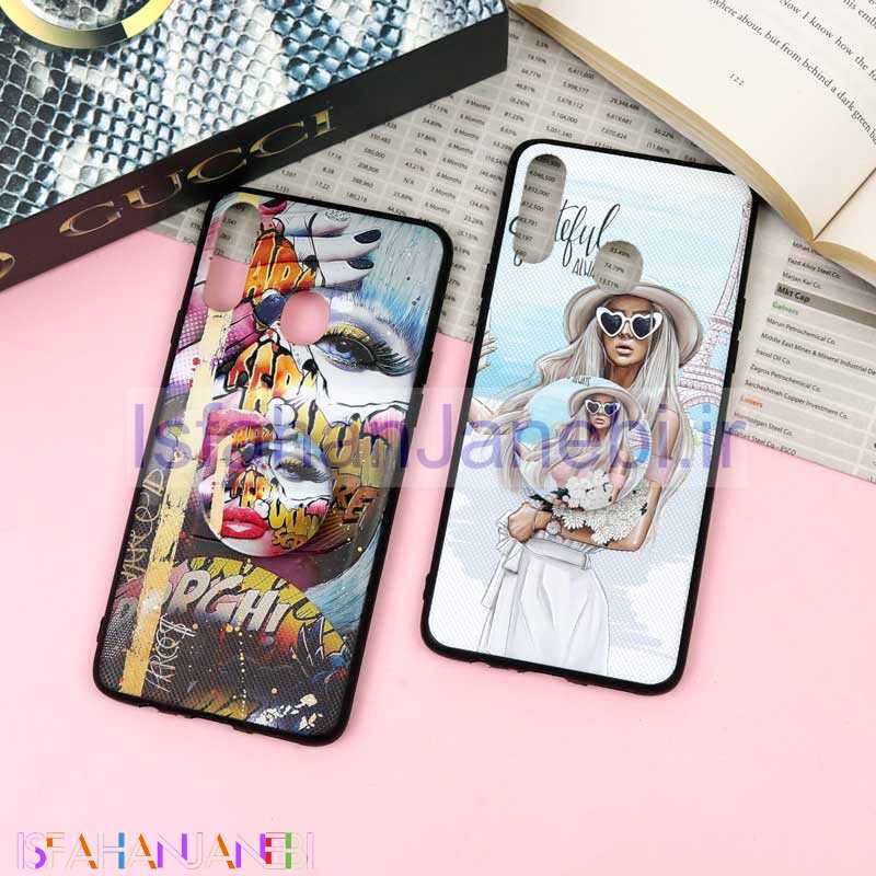 اصفهان جانبی-قاب فانتزی برجسته + پاپ سوکت طرح دختر سامسونگ A20s سری F