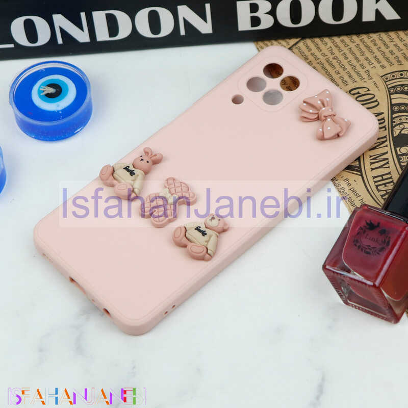 اصفهان جانبی-قاب سیلیکونی عروسکی محافظ لنزدار طرح خرسی صورتی Samsung Galaxy A22 4G