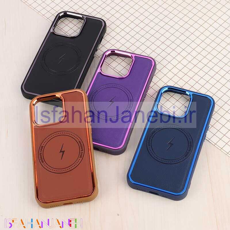 اصفهان جانبی-قاب چرمی مگ سیف آیفون iPhone 14 Pro متال ایرون